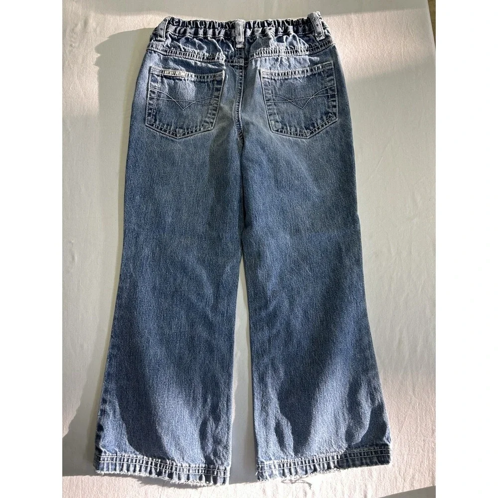 Vintage 90s R.V.T. Girls Denim Jeans Peace Butterfly Flowers Size 5 Hong Kong